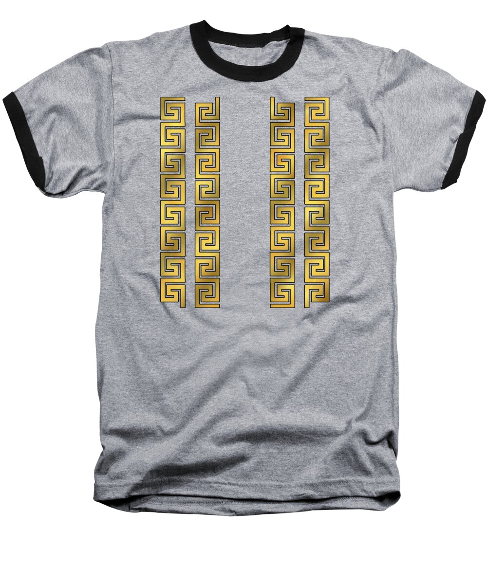 Greek Key Baseball T-Shirt featuring the digital art Greek Key Gold Pattern by Chuck Staley