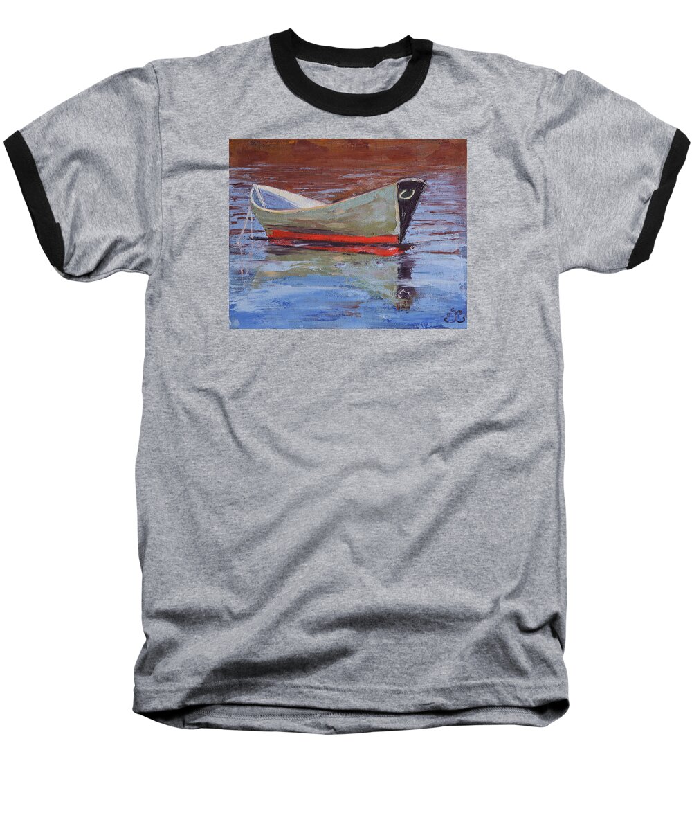 Dory Baseball T-Shirt featuring the painting Green Dory by Trina Teele