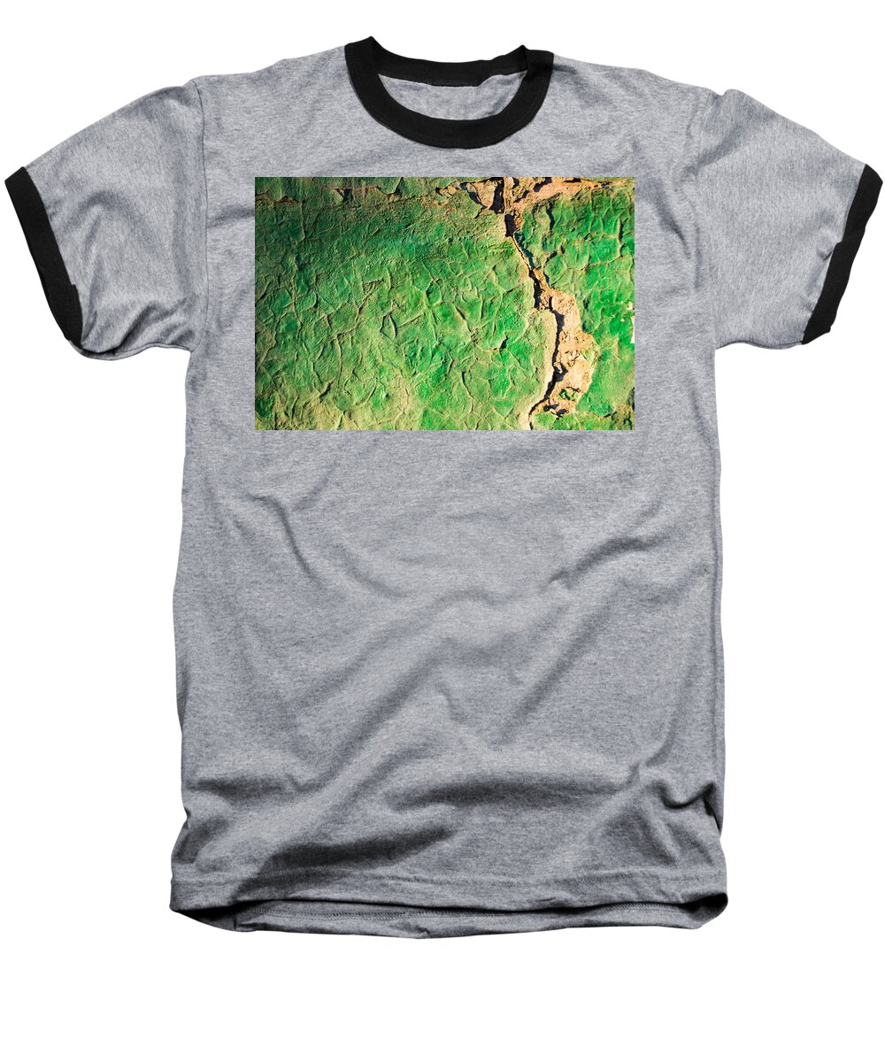 Abstract Baseball T-Shirt featuring the photograph Green Flaking Brickwork by John Williams