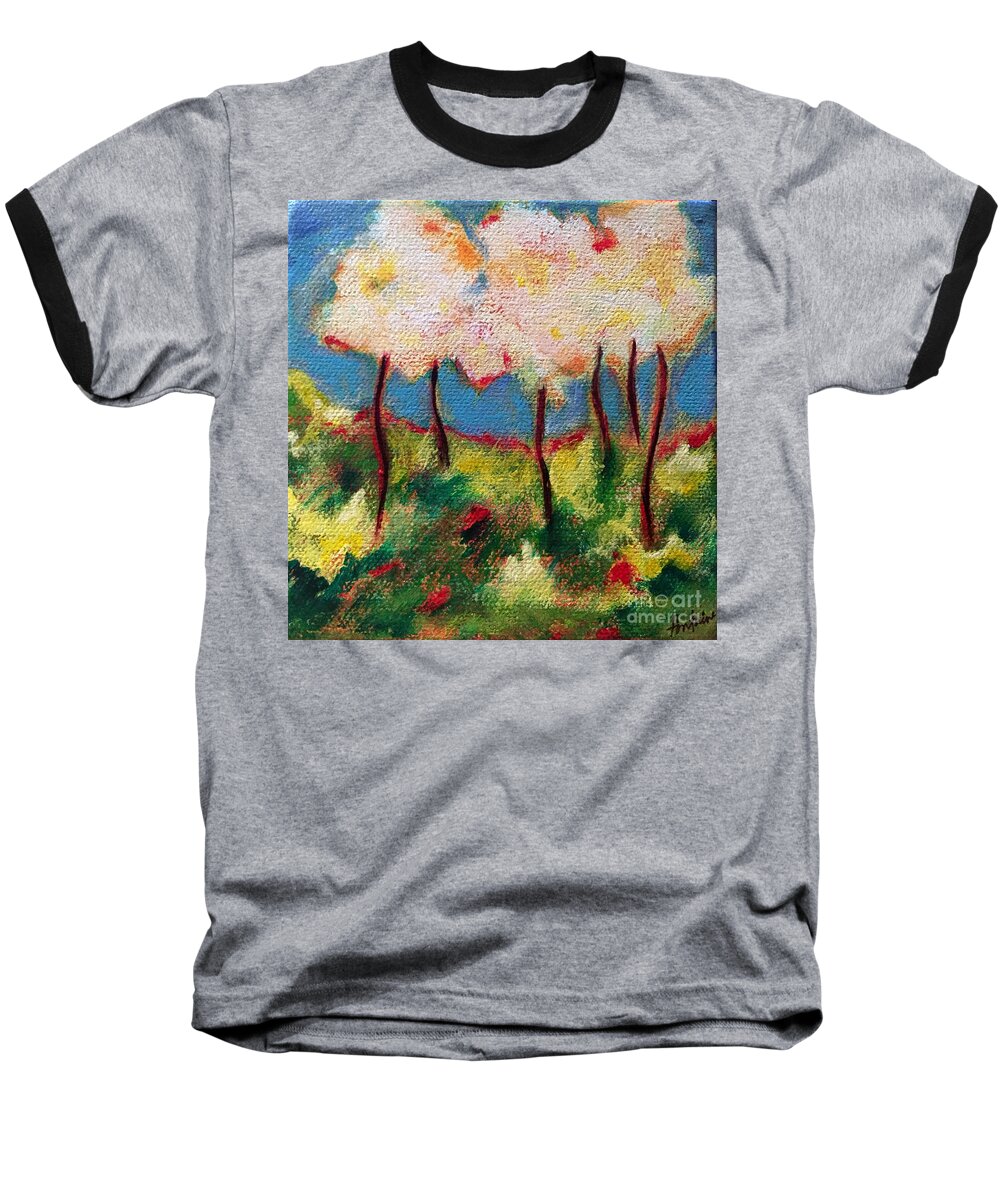 Landscape Baseball T-Shirt featuring the painting Green Glade by Elizabeth Fontaine-Barr