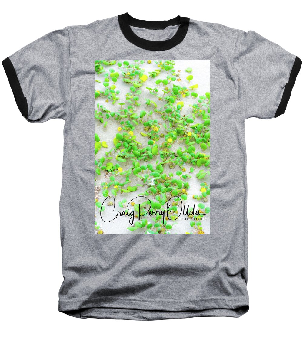 Oysterville Baseball T-Shirt featuring the photograph Green Plants On The Beach by Craig Perry-Ollila