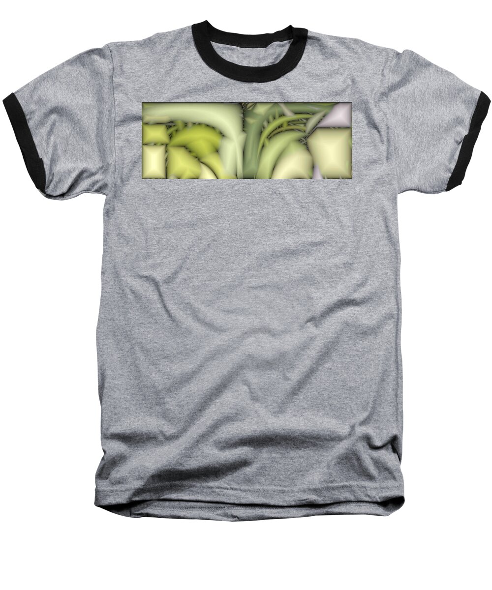 Abstract Baseball T-Shirt featuring the digital art Greens by Ron Bissett