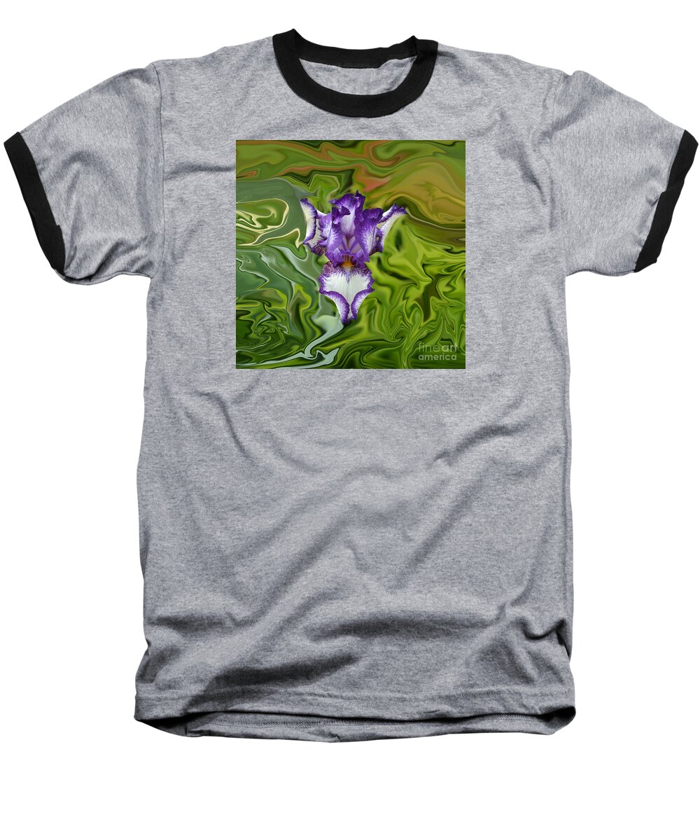 Purple Iris Baseball T-Shirt featuring the photograph Groovy Purple Iris by Rebecca Margraf