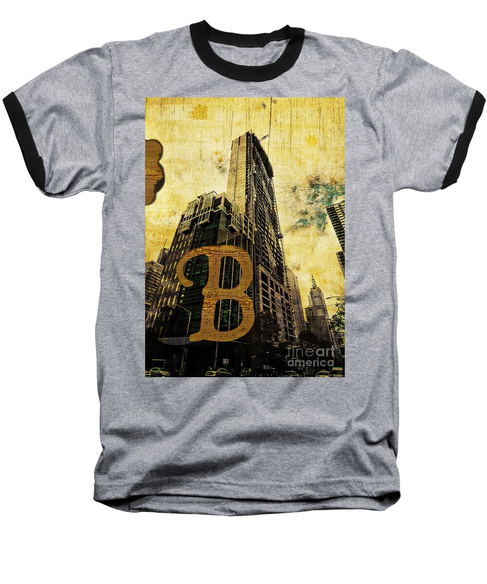 Central Baseball T-Shirt featuring the photograph Grungy Melbourne Australia Alphabet Series Letter B Central Busi by Beverly Claire Kaiya