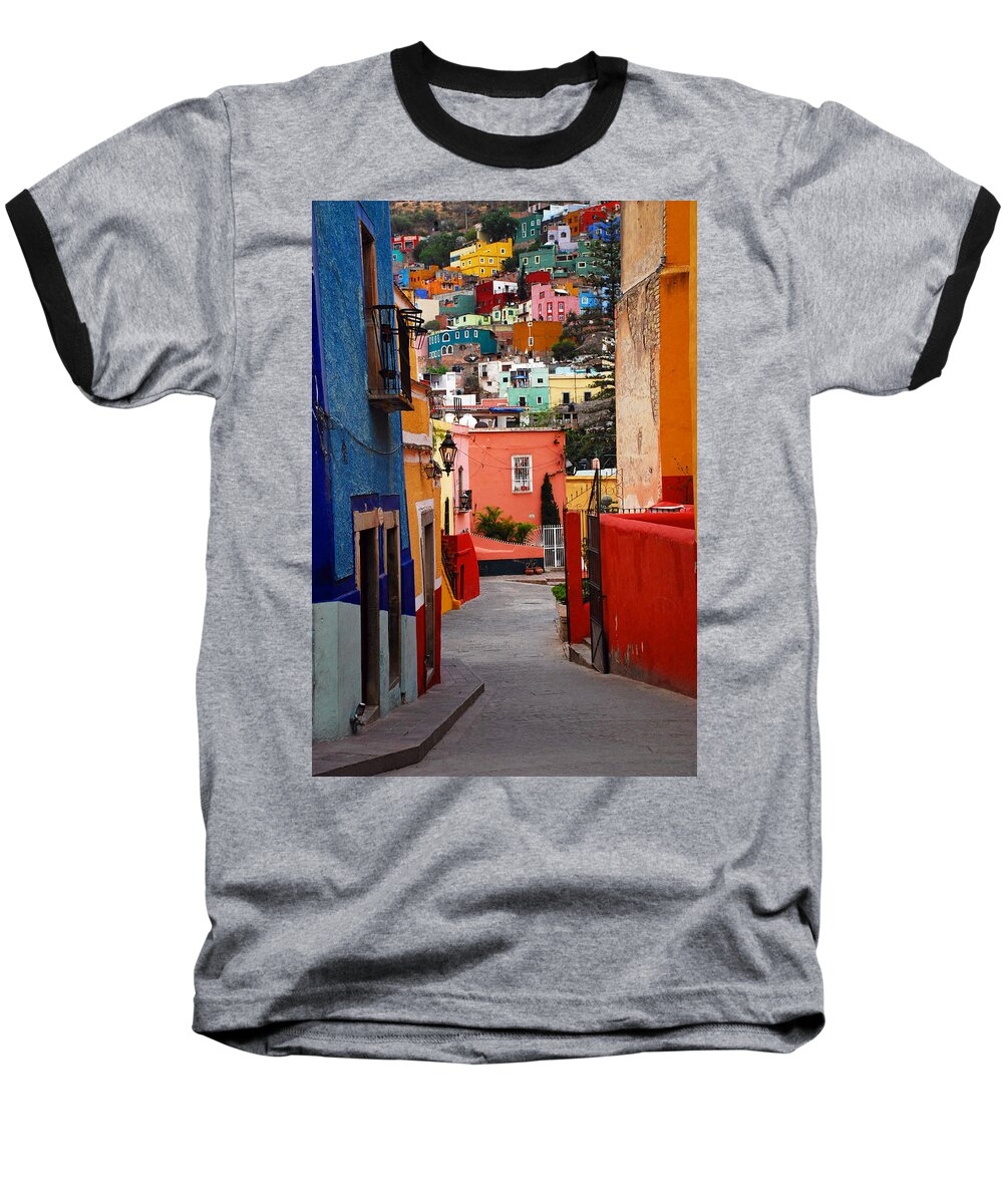 Skip Hunt Baseball T-Shirt featuring the photograph Guanajuato Lane by Skip Hunt