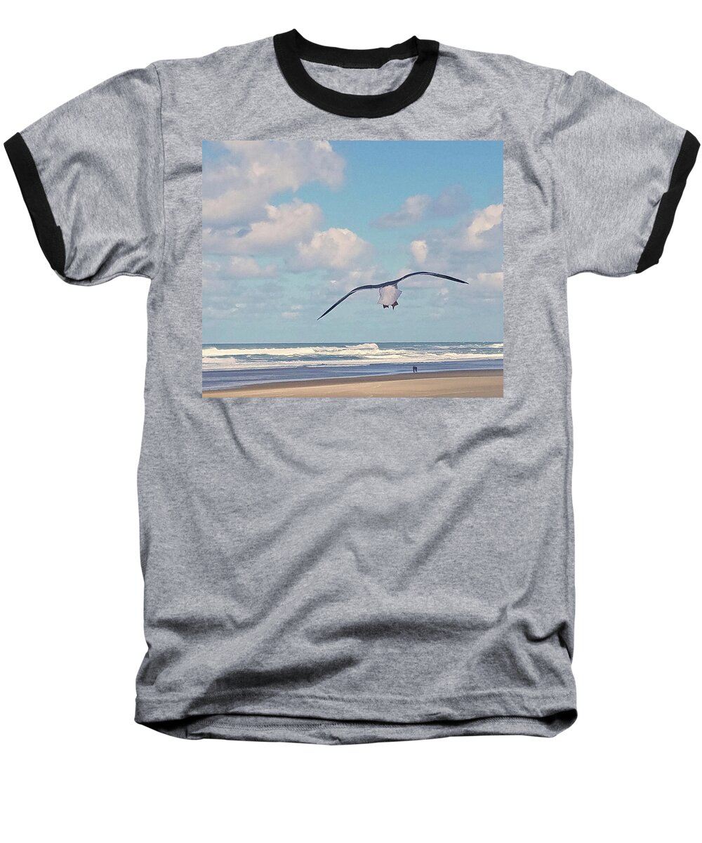 Seagulls Baseball T-Shirt featuring the photograph Gull Getaway by Suzy Piatt