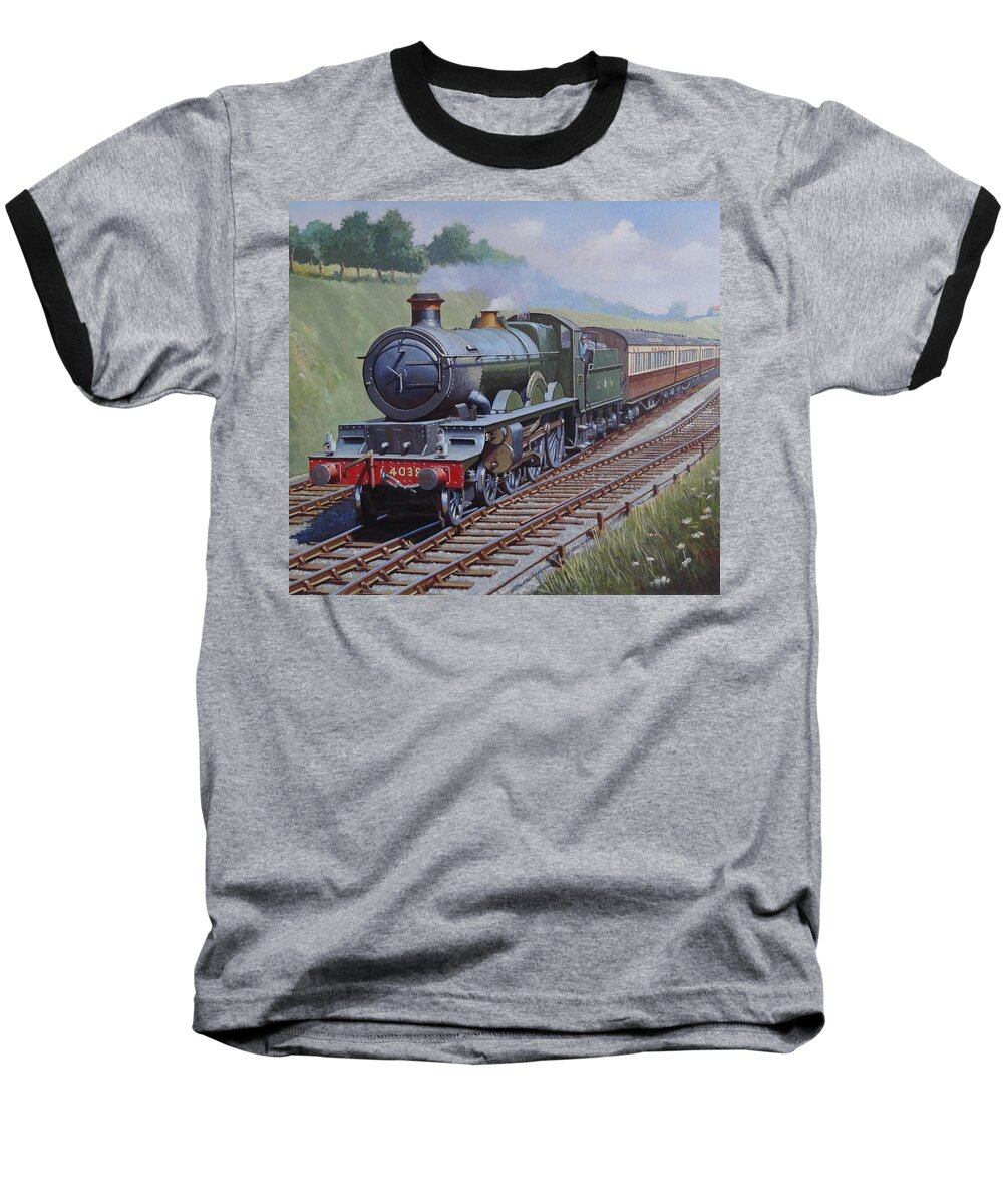 Steam Baseball T-Shirt featuring the painting GWR Star class by Mike Jeffries