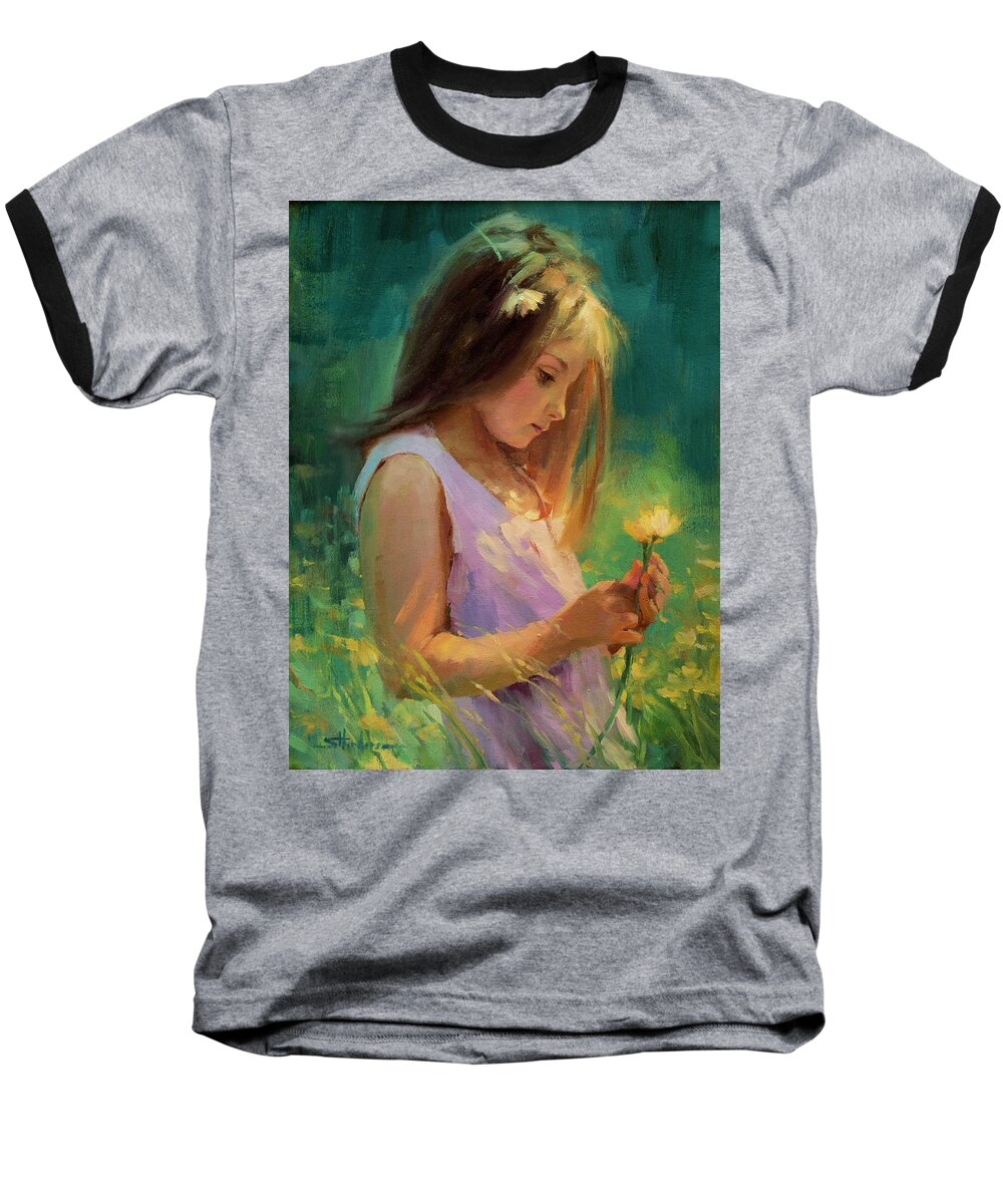 Girl Baseball T-Shirt featuring the painting Hailey by Steve Henderson