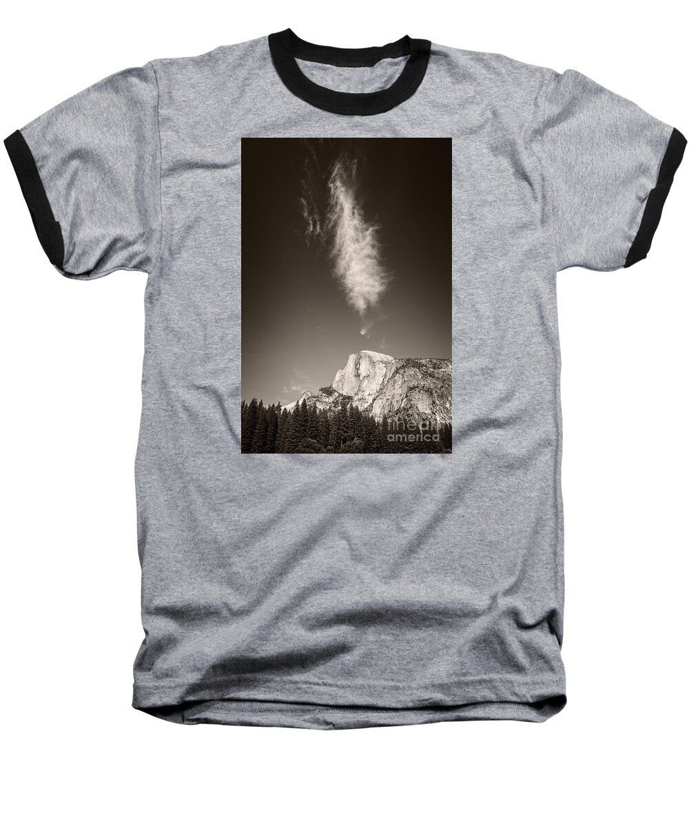 California Baseball T-Shirt featuring the photograph Half Dome and Cloud by Bryan Mullennix