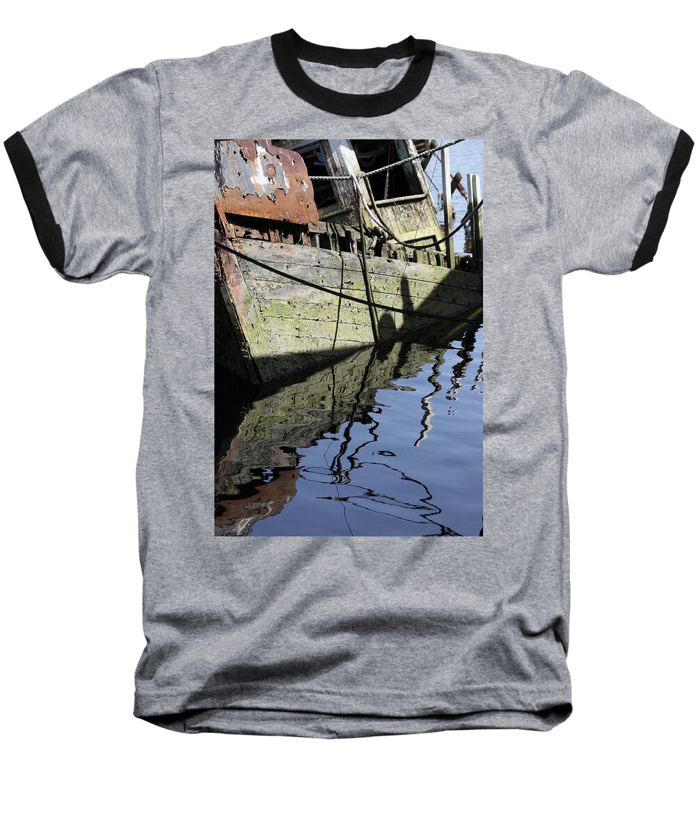 Water Baseball T-Shirt featuring the digital art Half Sunk Boat by Bob Slitzan
