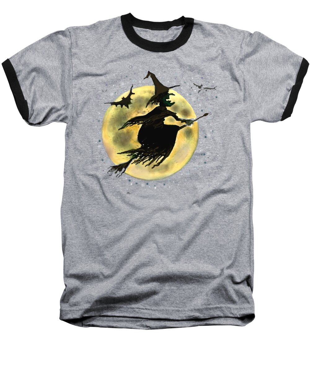 Halloween Baseball T-Shirt featuring the digital art Halloween Witch by Kevin Middleton
