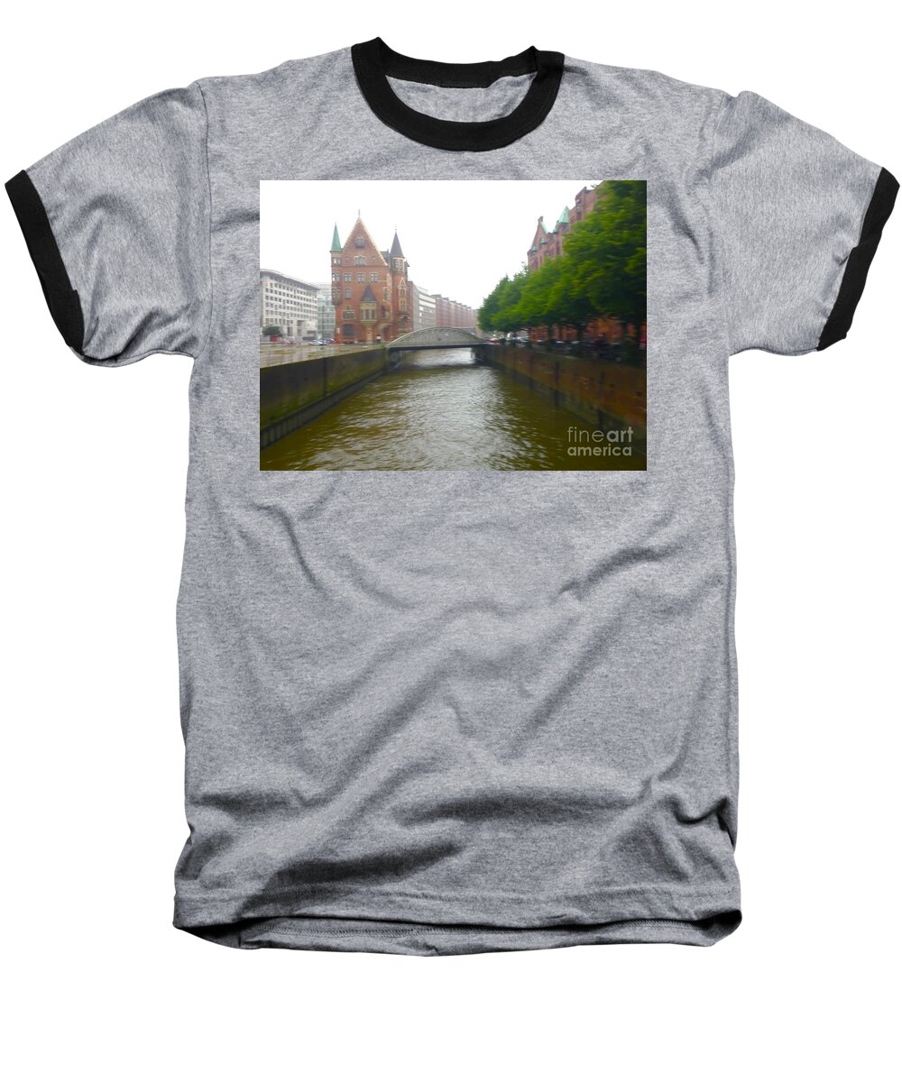 Hamburg Baseball T-Shirt featuring the photograph Hamburg Germany Canal by Suzanne Lorenz