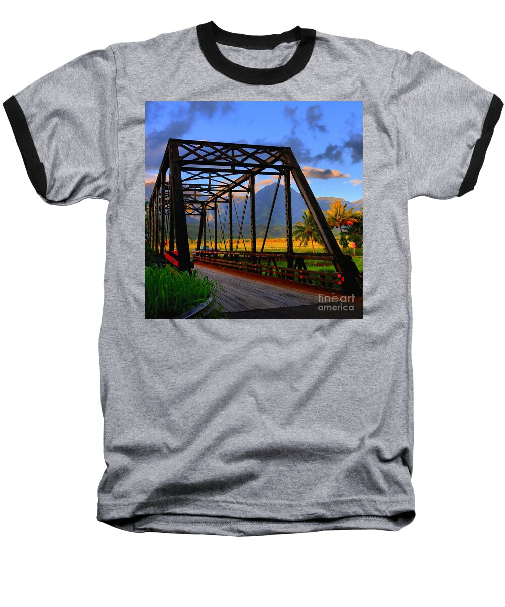 Hawaii Baseball T-Shirt featuring the photograph Hanalei Bridge by DJ Florek
