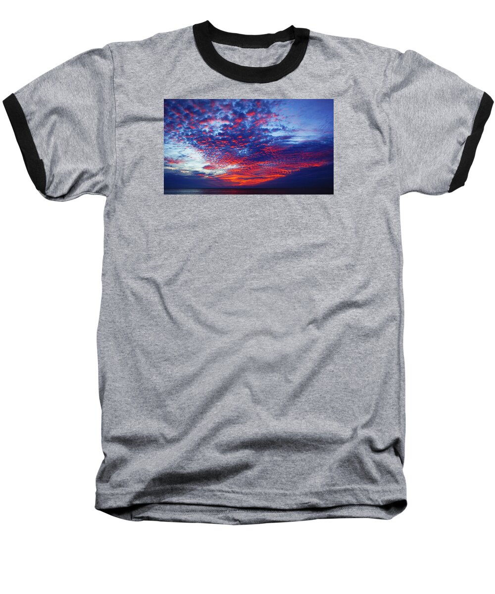Red Baseball T-Shirt featuring the photograph Hand of God at Sunrise by Lawrence S Richardson Jr