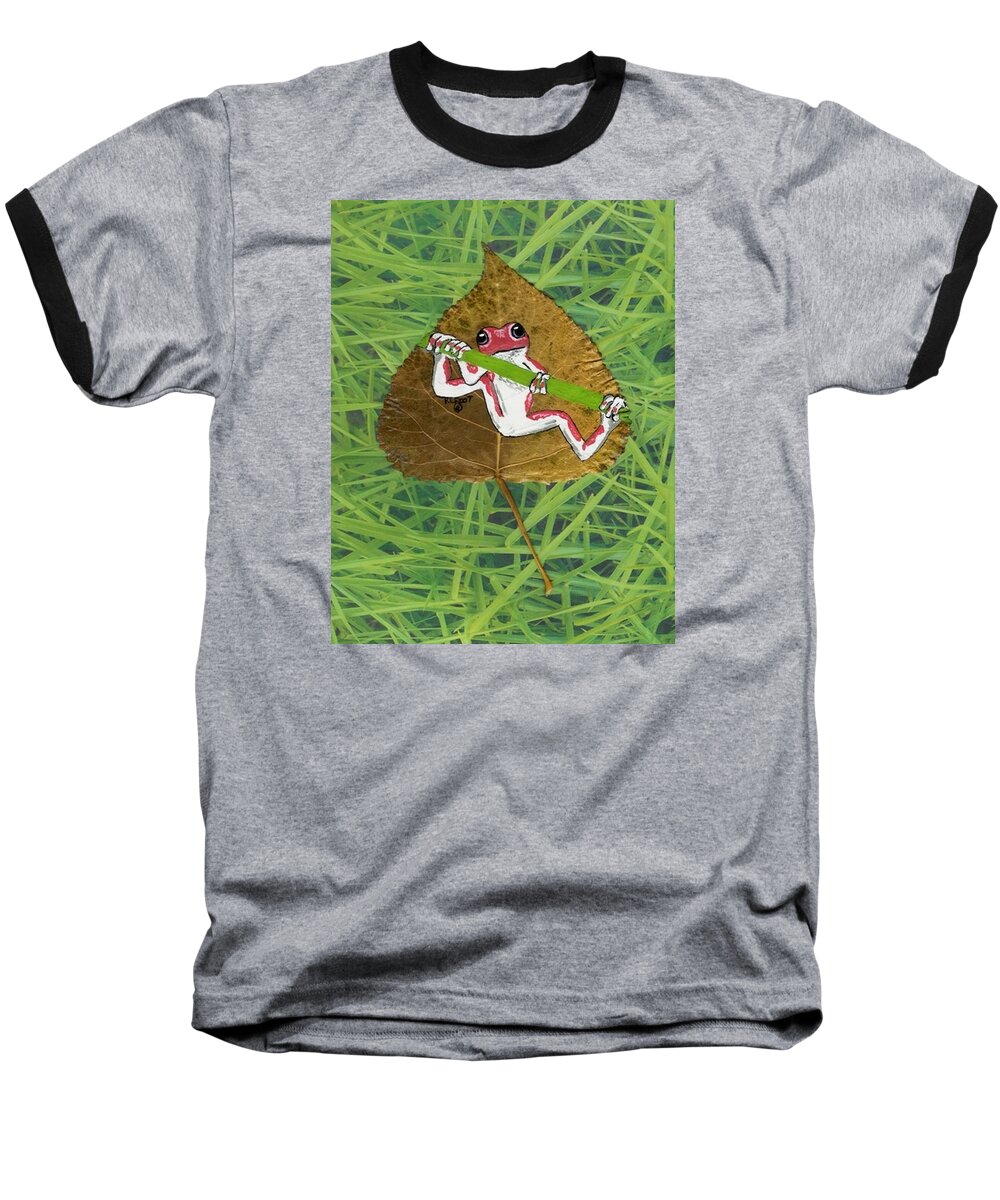 Wildlife Baseball T-Shirt featuring the painting Hanging On by Ralph Root