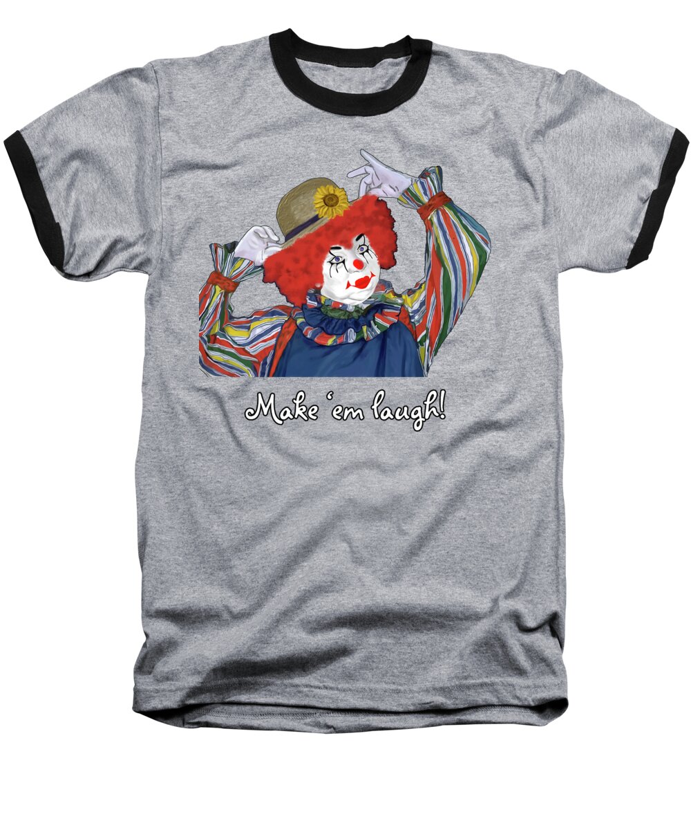 Happy Clown Baseball T-Shirt featuring the painting Happy Clown by Two Hivelys