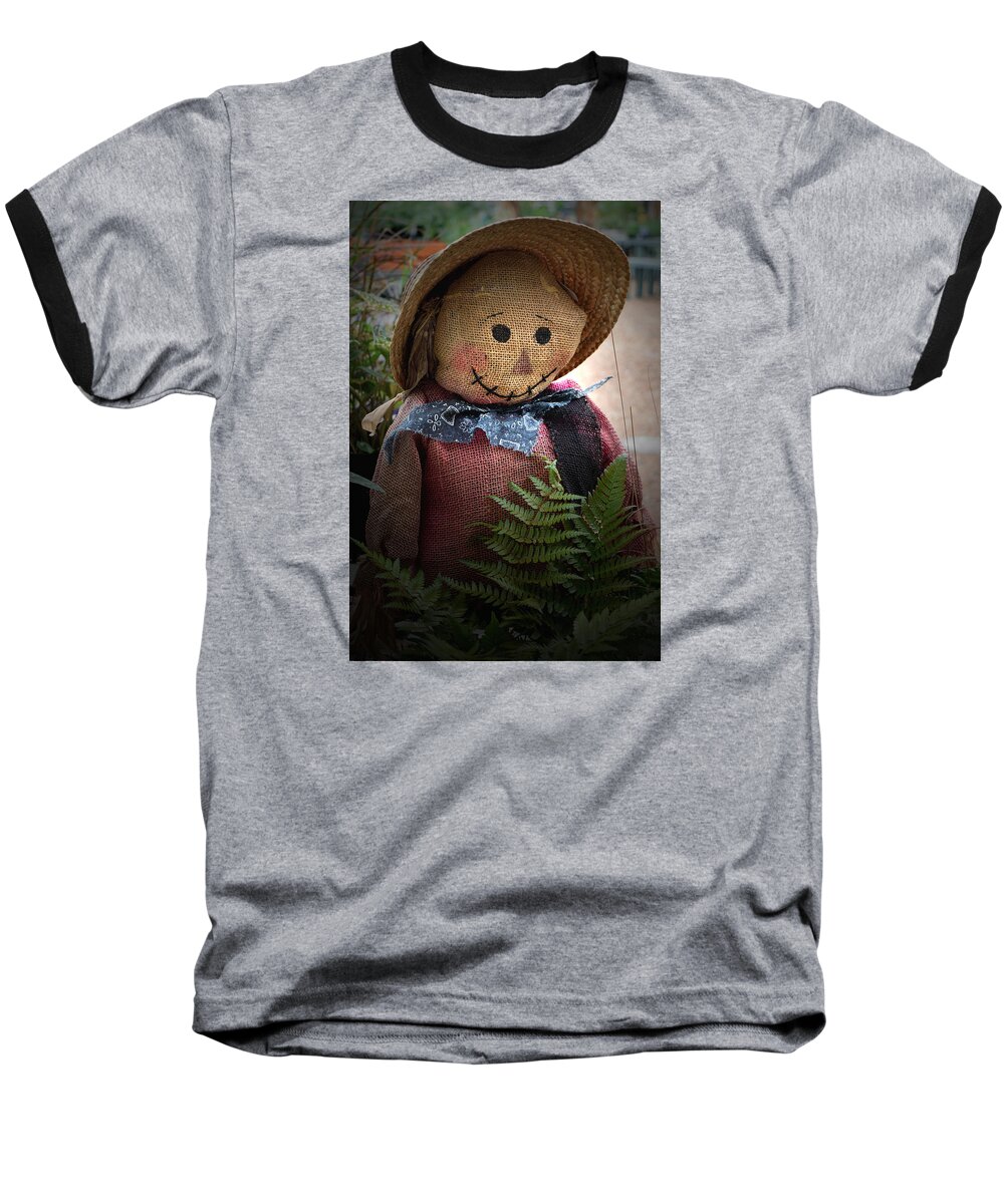 Fall Baseball T-Shirt featuring the photograph Happy Scarecrow by Karen Harrison Brown