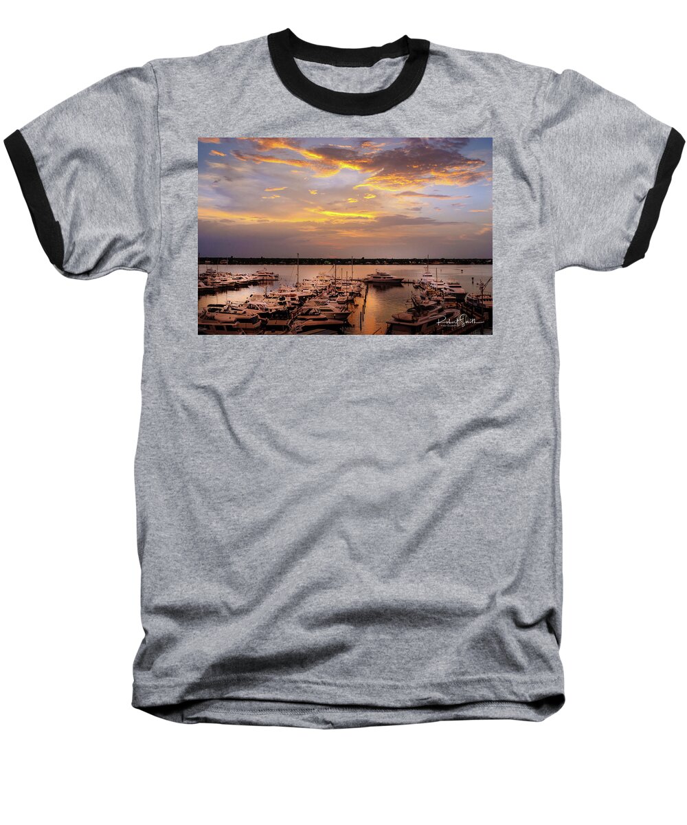 Boat Baseball T-Shirt featuring the photograph Harbour Sunsent by Rob Smith's
