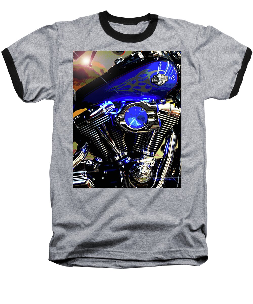 Harley Davidson Baseball T-Shirt featuring the photograph Harleys Twins by DigiArt Diaries by Vicky B Fuller