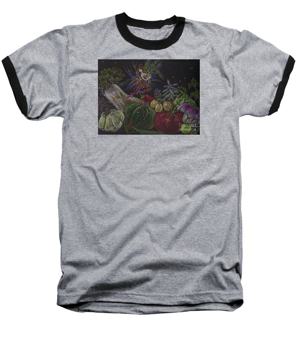 Fairy Baseball T-Shirt featuring the drawing Harvest by Dawn Fairies