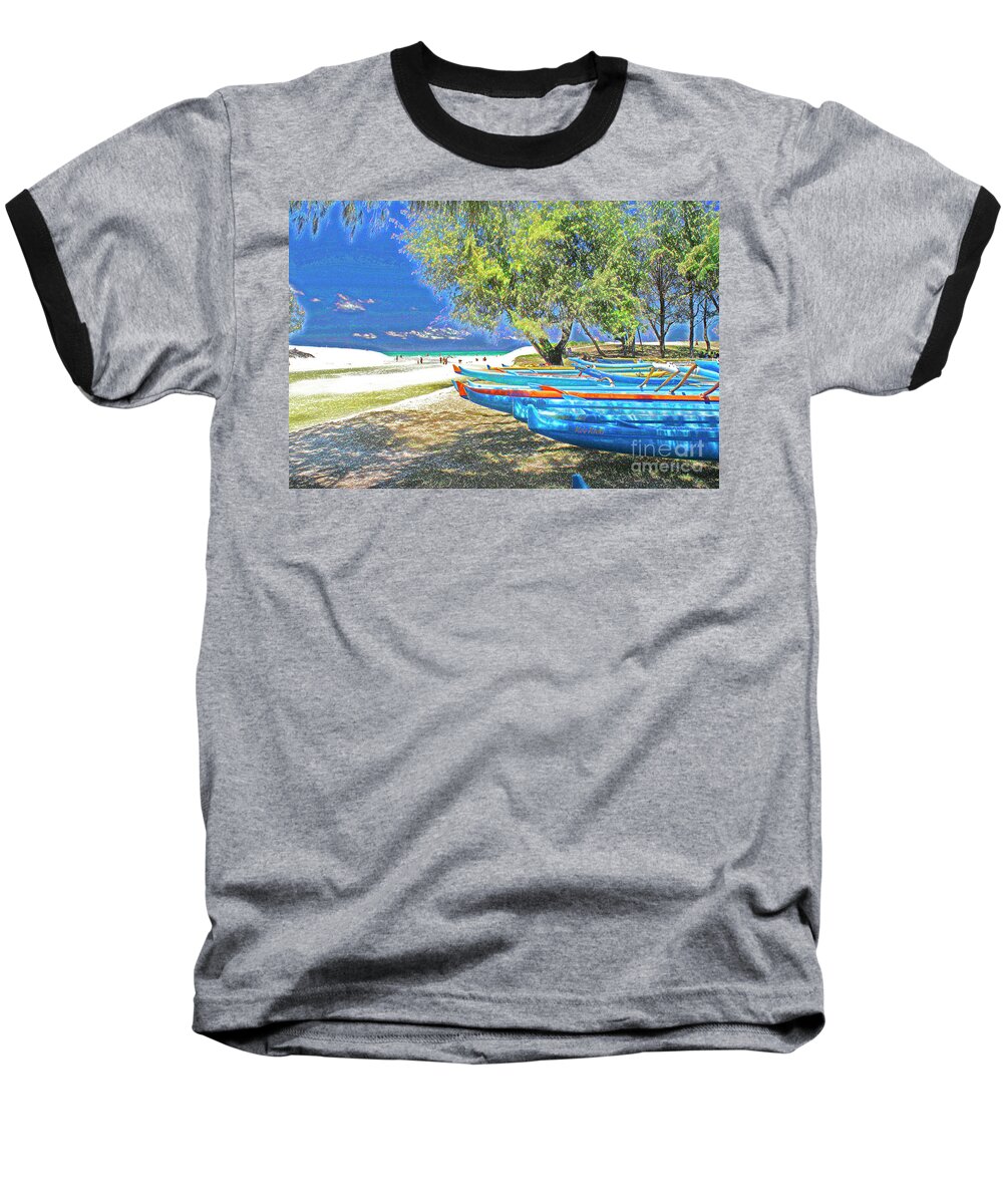 Hawaii Baseball T-Shirt featuring the photograph Hawaii Boats by Larry Mulvehill