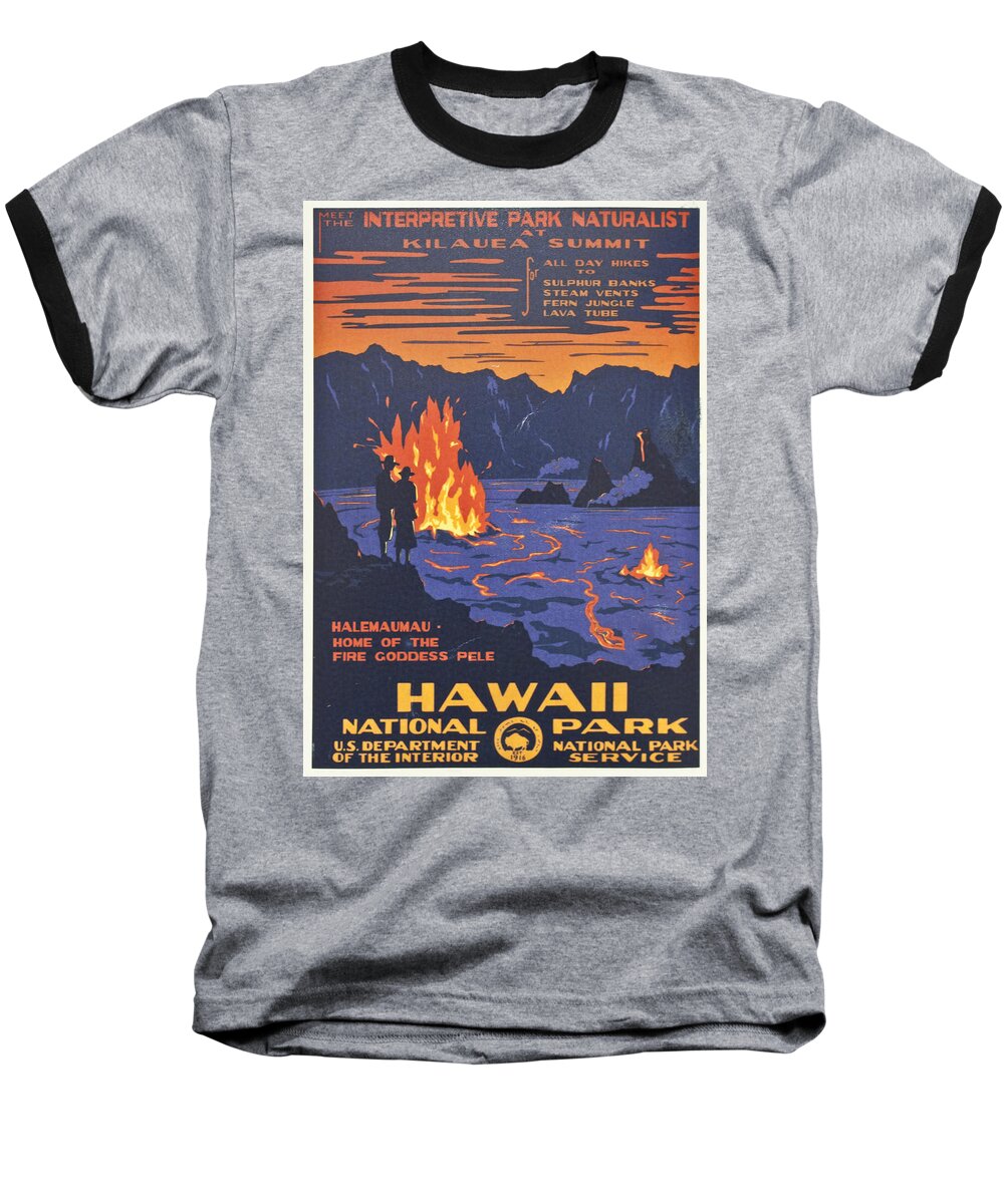 Hawaii Baseball T-Shirt featuring the digital art Hawaii Vintage Travel Poster by Georgia Clare