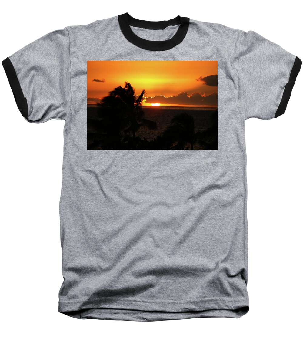 Sunset Baseball T-Shirt featuring the photograph Hawaiian Sunset by Anthony Jones