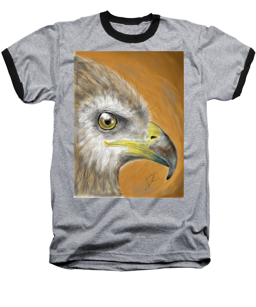 Hawk Baseball T-Shirt featuring the digital art Hawk by Darren Cannell
