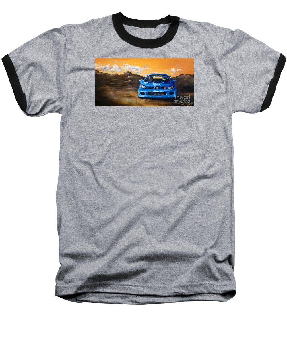 Subaru Baseball T-Shirt featuring the painting Hawkeye by Chad Berglund