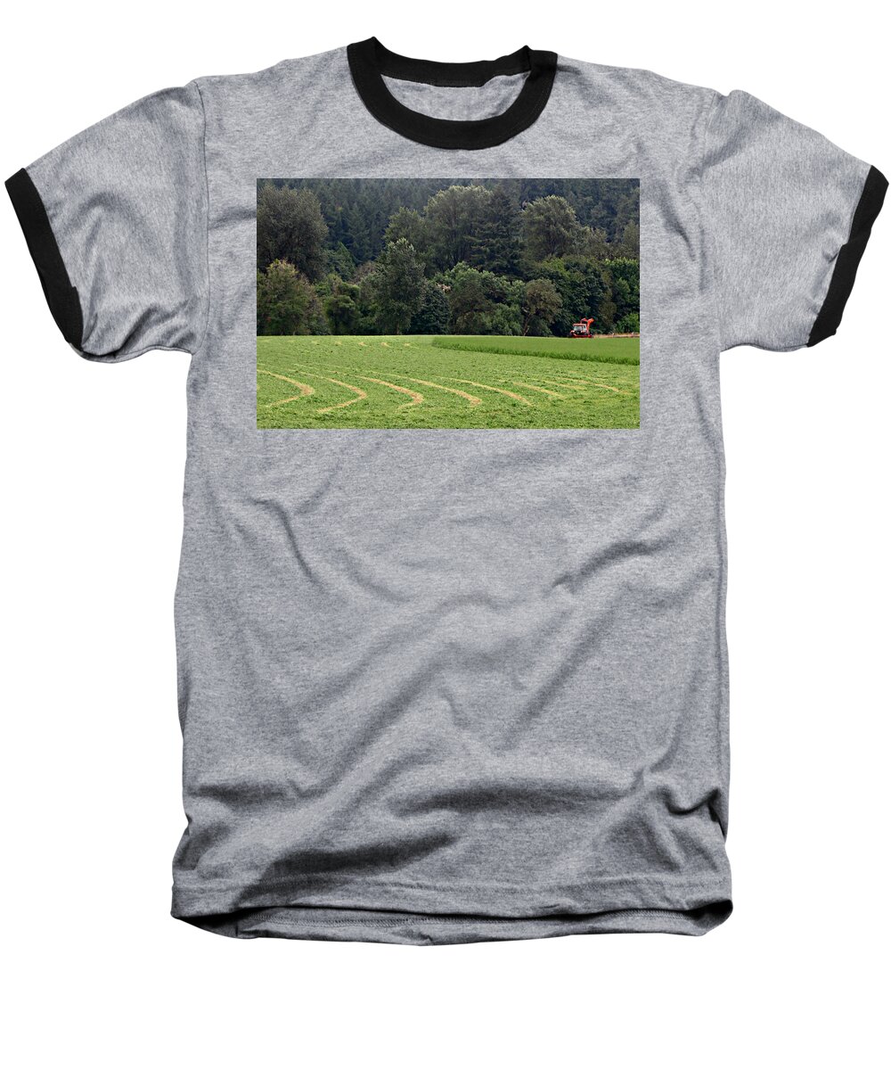Hayfield Baseball T-Shirt featuring the photograph Haying by KATIE Vigil