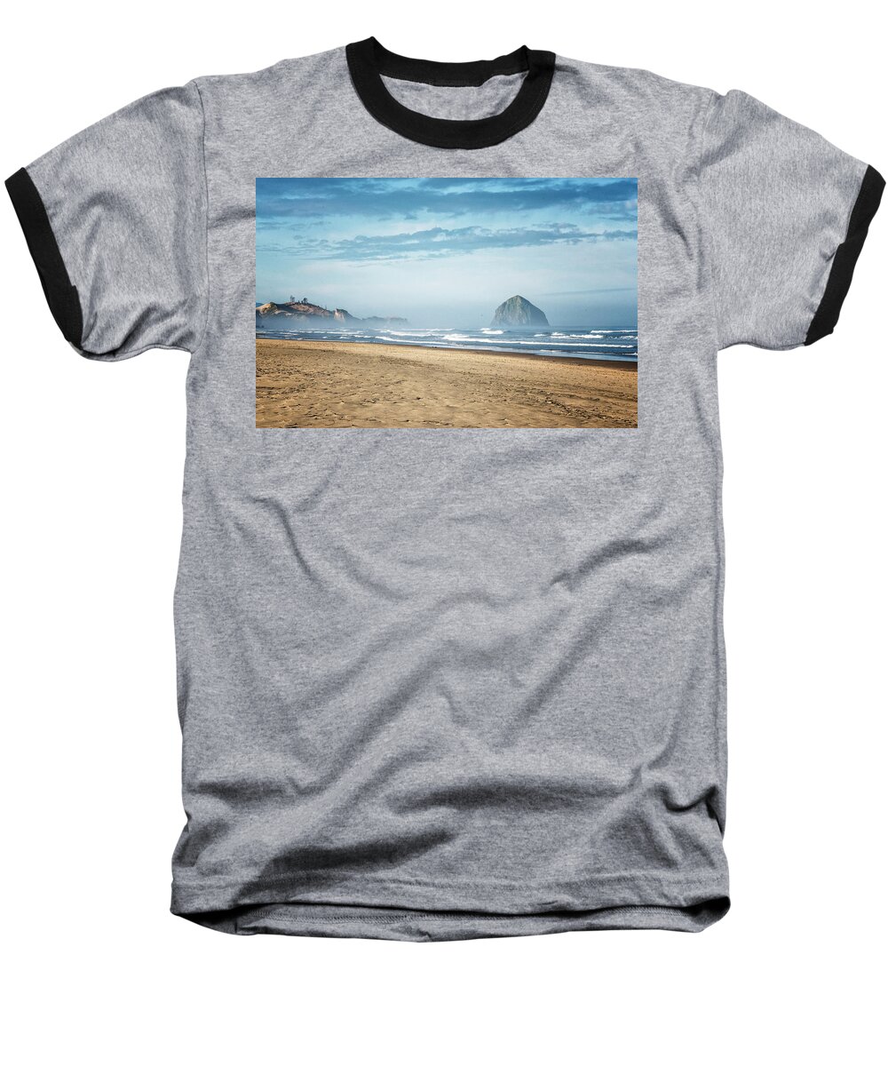 Oregon Coast Baseball T-Shirt featuring the photograph Haystack Rock Pacific City by Tom Singleton