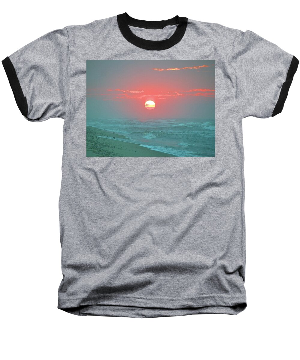 Seas Baseball T-Shirt featuring the photograph Hazy Sunrise I V by Newwwman