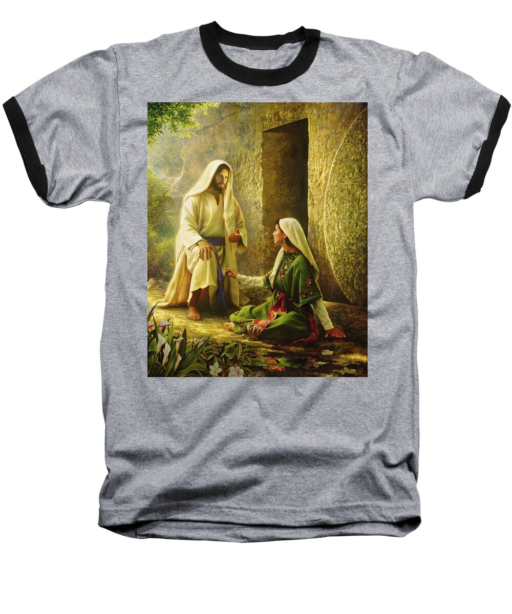 Jesus Baseball T-Shirt featuring the painting He is Risen by Greg Olsen