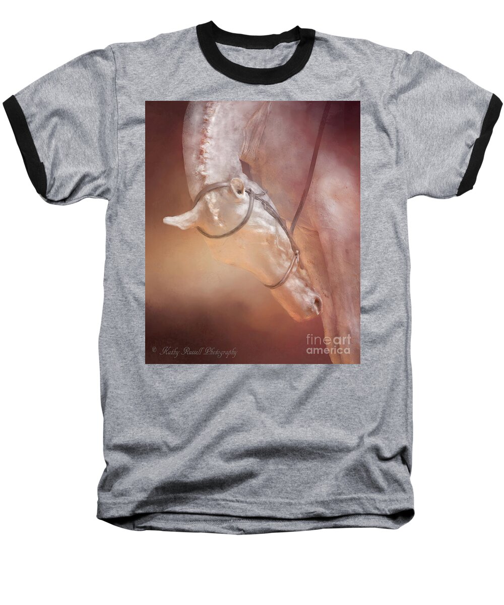 Horse Baseball T-Shirt featuring the photograph Head Down by Kathy Russell