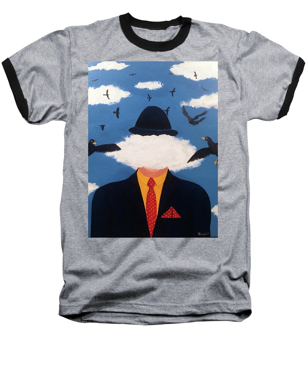 Modern Art Baseball T-Shirt featuring the painting Head in the Cloud by Thomas Blood