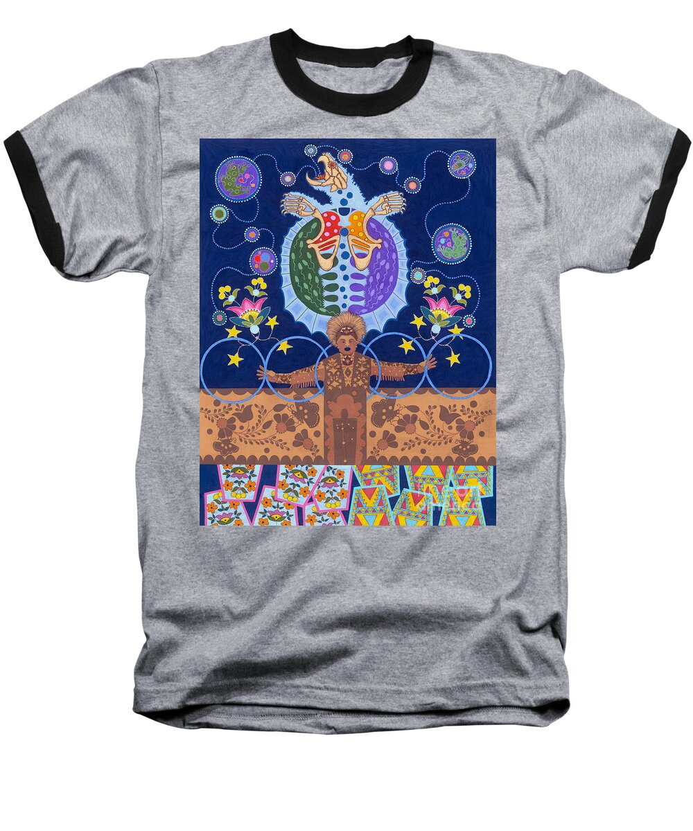 Native American Baseball T-Shirt featuring the painting Healing - nanatawihowin by Chholing Taha