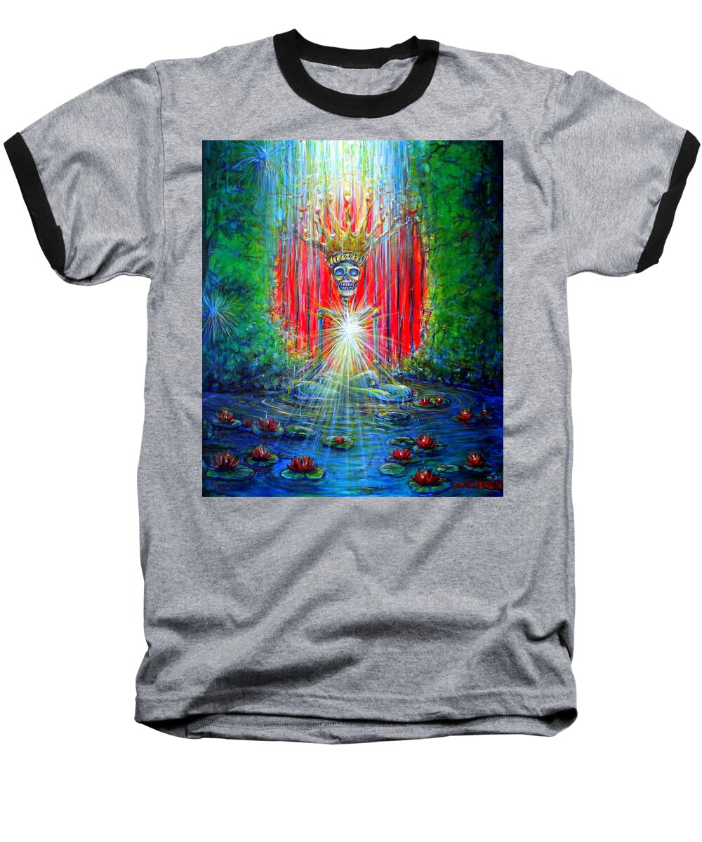 Skeleton Baseball T-Shirt featuring the painting Healing Waters by Heather Calderon