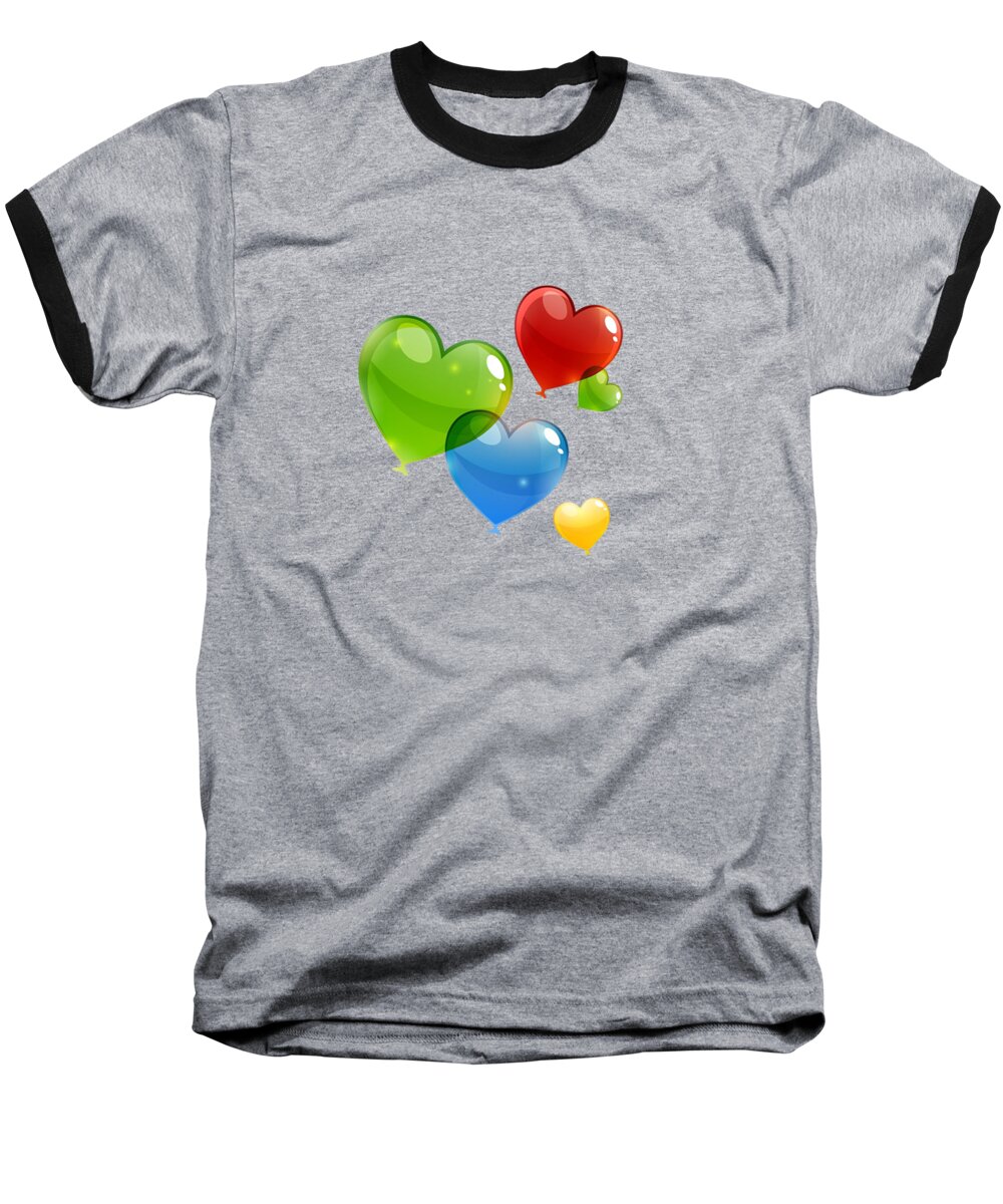 Balloons Baseball T-Shirt featuring the painting Hearts 11 T-shirt by Herb Strobino