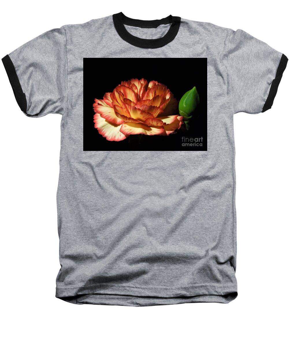 Heavenly Baseball T-Shirt featuring the photograph Heavenly Outlined Carnation Flower by Chad and Stacey Hall