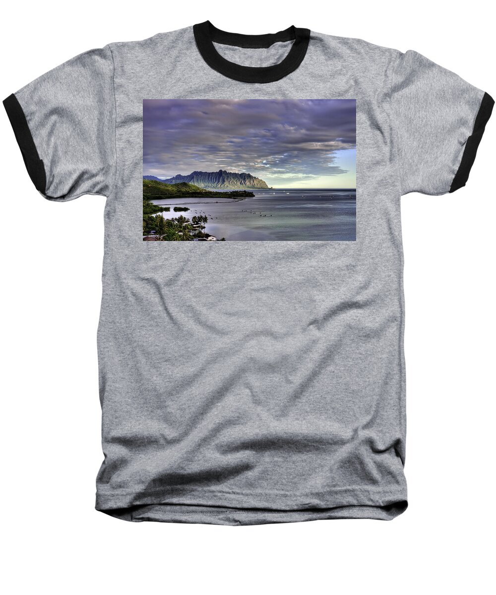 Hawaii Baseball T-Shirt featuring the photograph He'eia and Kualoa 2nd crop by Dan McManus