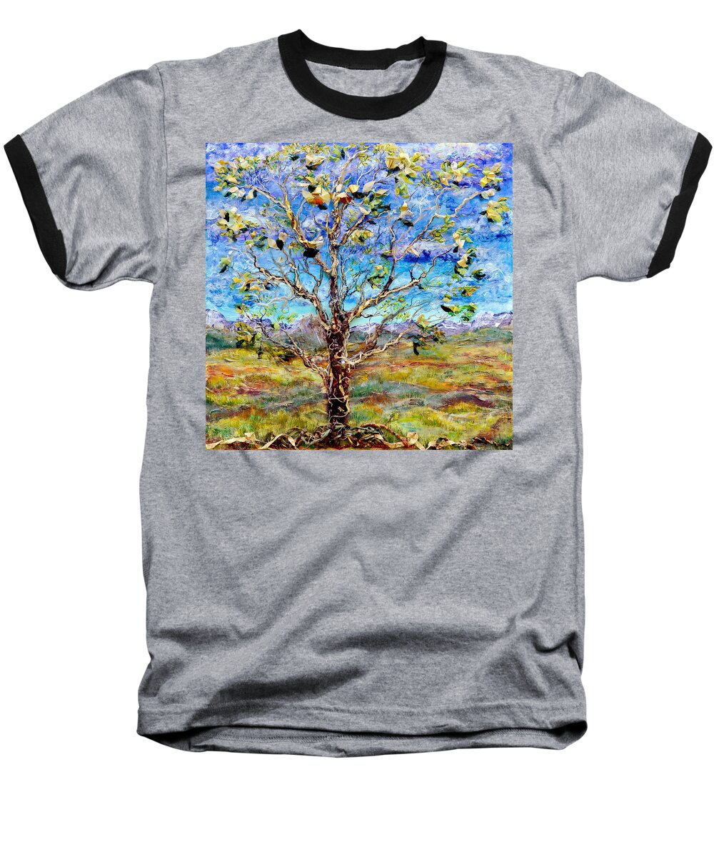 Tree Baseball T-Shirt featuring the painting Herald by Regina Valluzzi