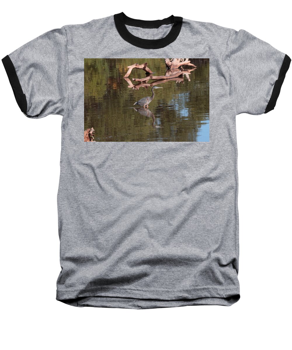 Heron Baseball T-Shirt featuring the photograph Heron Reflection by John Moyer