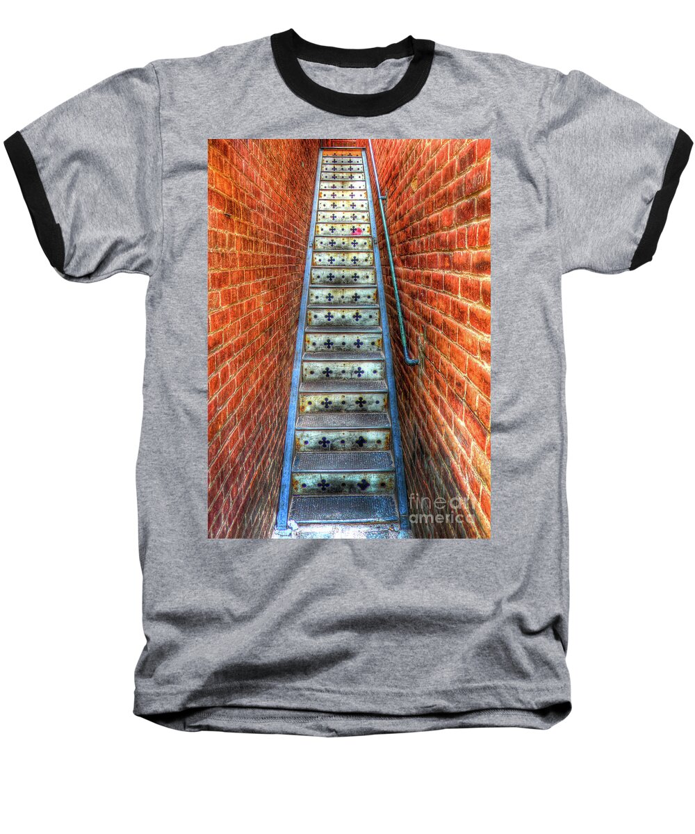 Architecture Baseball T-Shirt featuring the photograph Hidden Stairway in Old Bisbee Arizona by Charlene Mitchell
