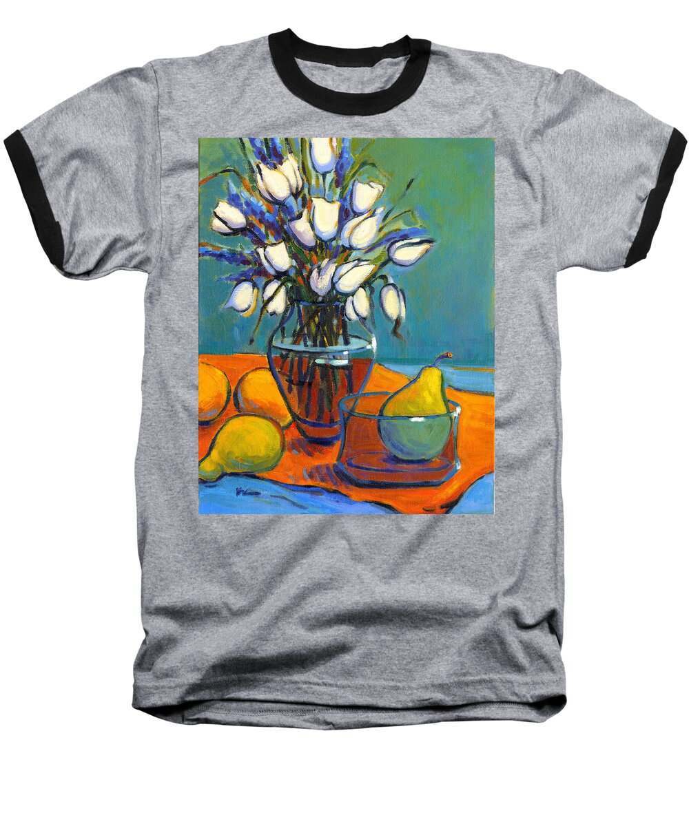 Floral Baseball T-Shirt featuring the painting Hide and Seek by Konnie Kim