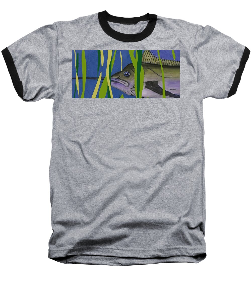 Oceanlife Fish Baseball T-Shirt featuring the mixed media Hiding Spot by Andrew Drozdowicz