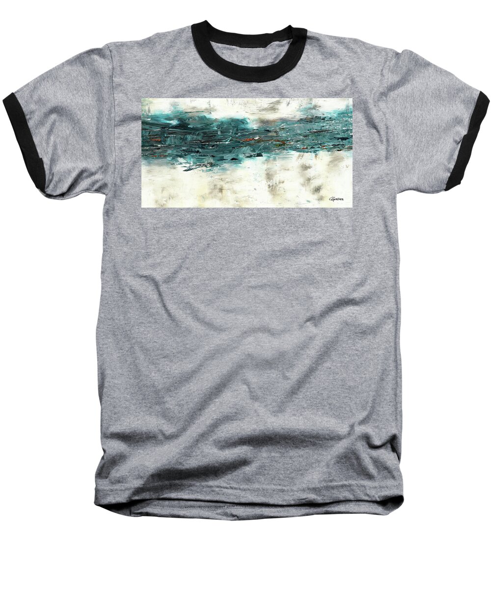 Abstract Art Baseball T-Shirt featuring the painting High Tide by Carmen Guedez