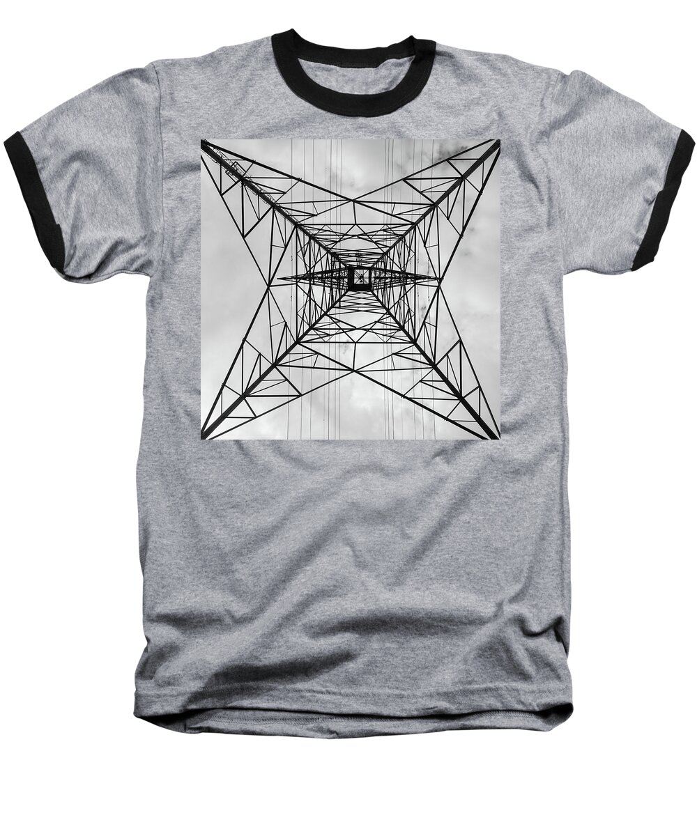 Geometry And Symmetry Baseball T-Shirt featuring the photograph High Voltage Power by Nick Mares