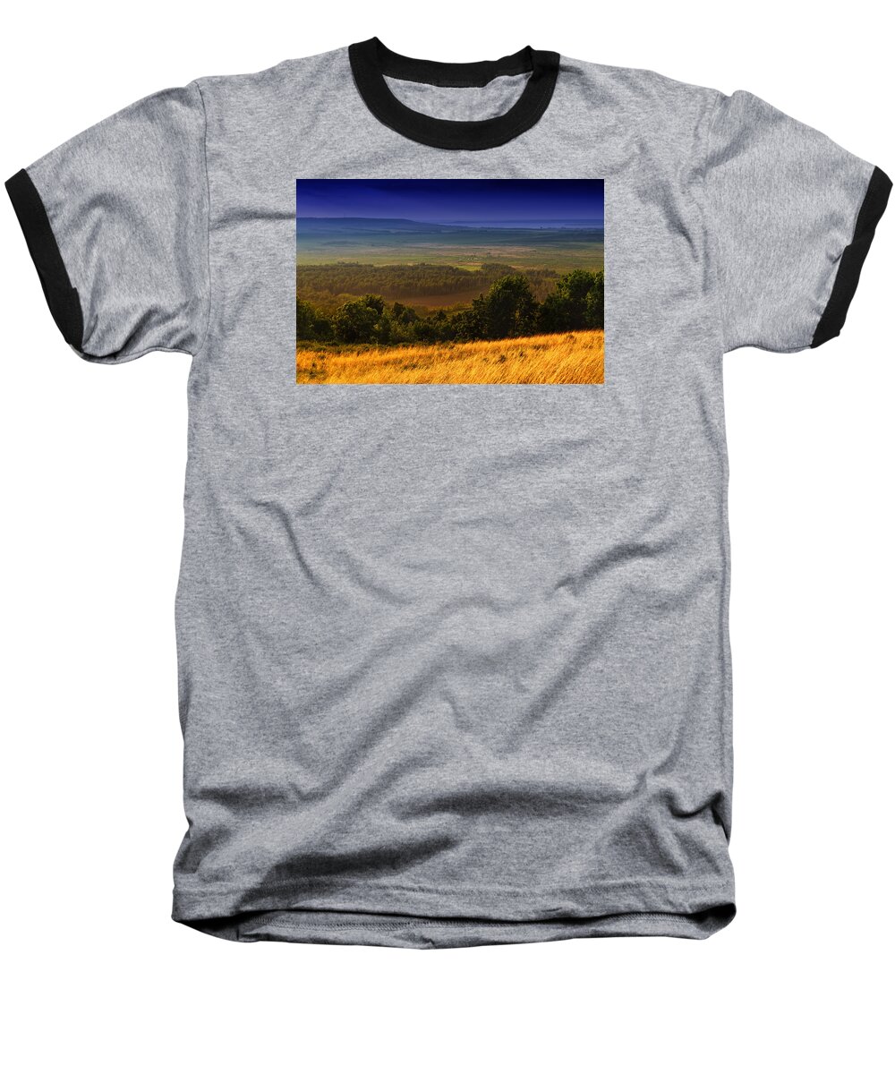 Rolling Hay Landscape Baseball T-Shirt featuring the photograph Hill Fields of Hay and Sunshine by John Williams