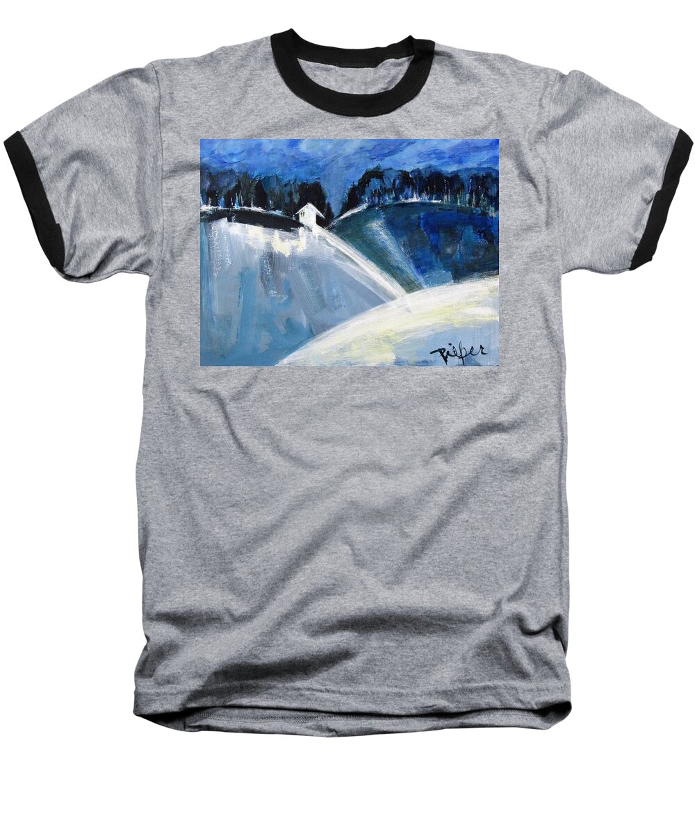 Winter Hillside Baseball T-Shirt featuring the painting Hillside in Winter by Betty Pieper
