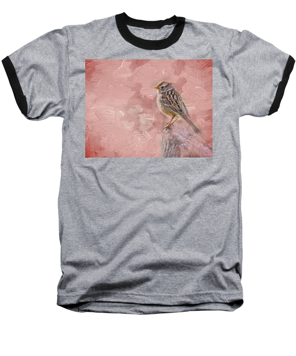 Bird Baseball T-Shirt featuring the photograph His Eye is on the Sparrow by Ches Black